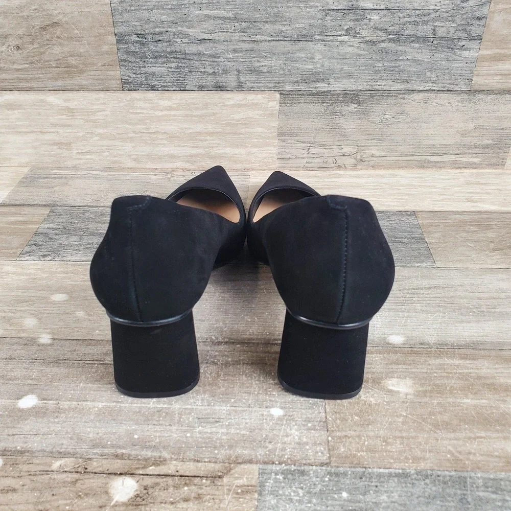 Massimo Matteo Daisy Womens Pumps Sz 8 M Block Heel Black Nubuck Slip-On Shoes